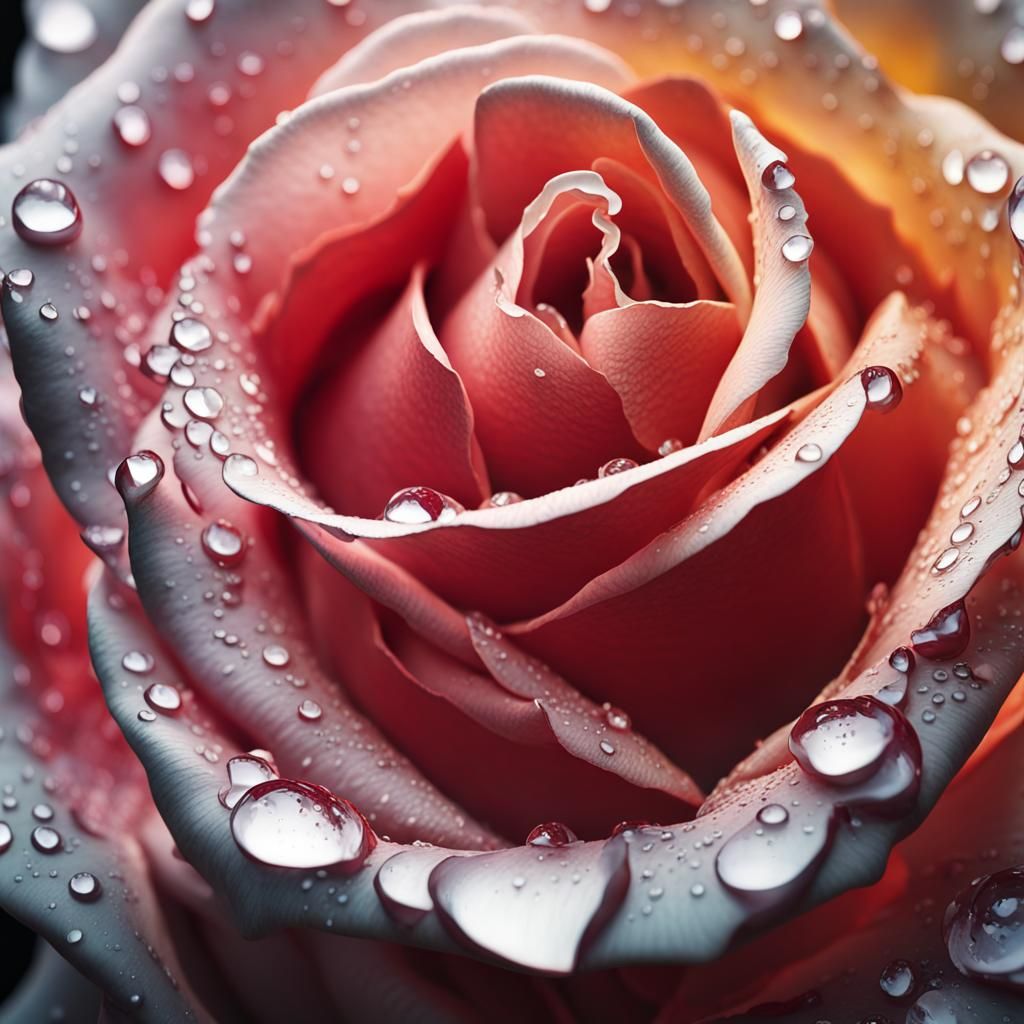 Detailed Rose with Water Droplets: Hyperrealistic Digital Ar...