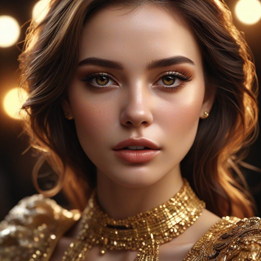 Glamorous Supermodel Portrait in Macro Photography Style