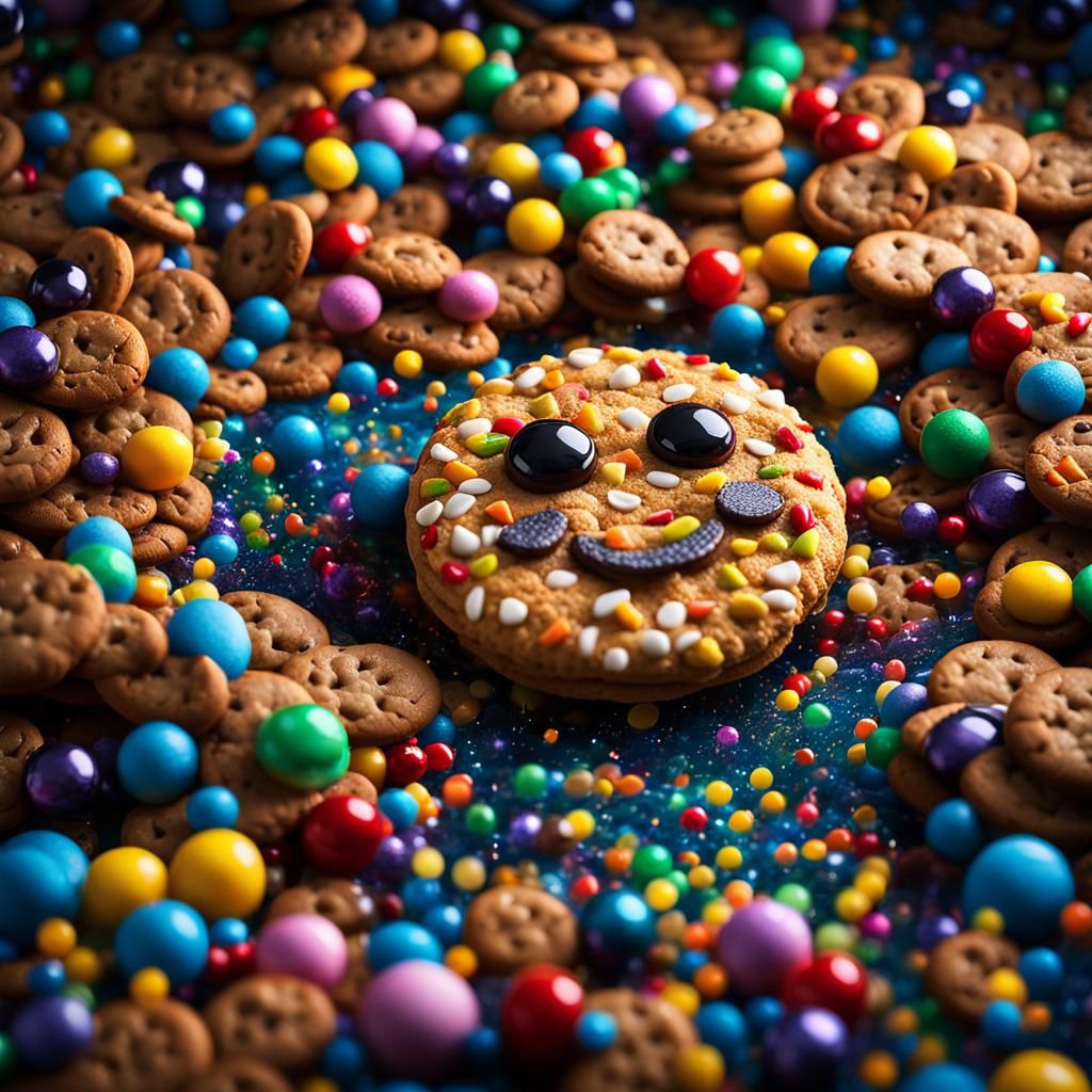 Colorful Cookie Emoji Pixel in Fantasy Macro Image