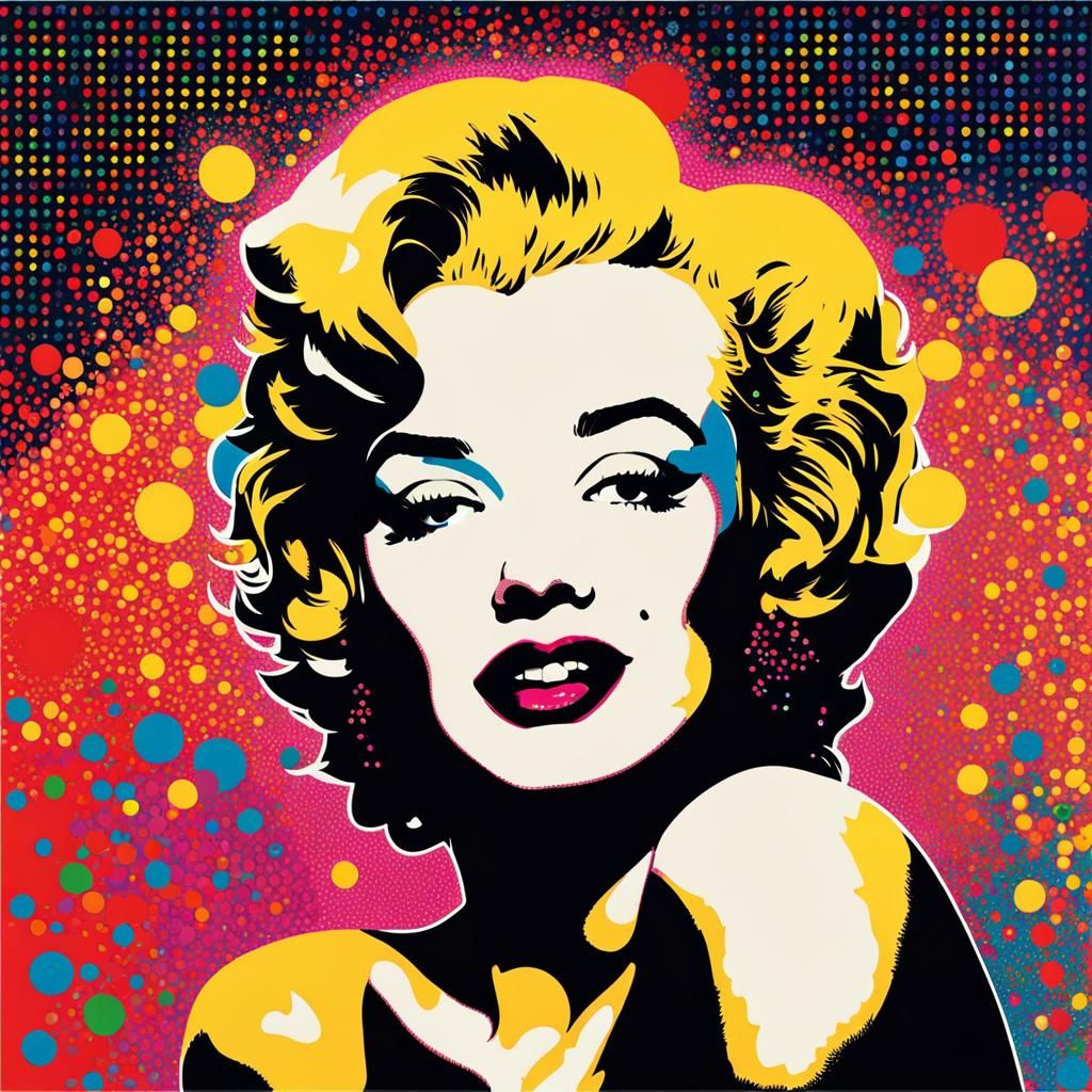 Pop Art Marilyn Monroe in Pointillism Style