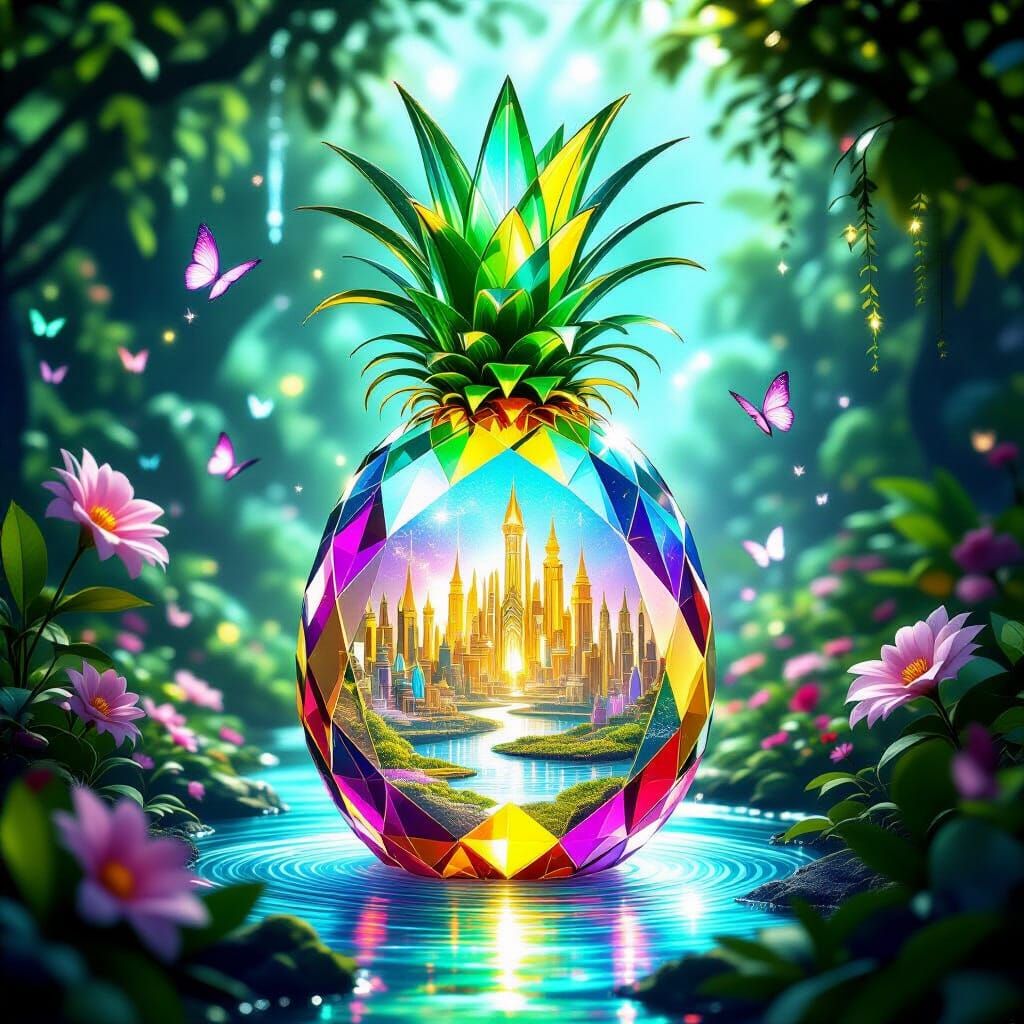 Giant Crystal Pineapple City in Enchanting Garden