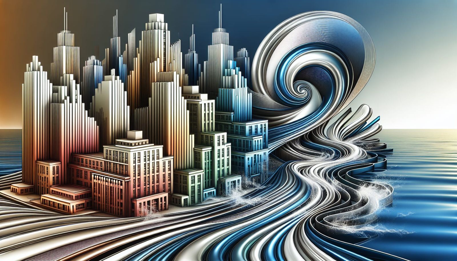 Golden Ratio Meets Aquatic Abstraction in Metallic Harmony