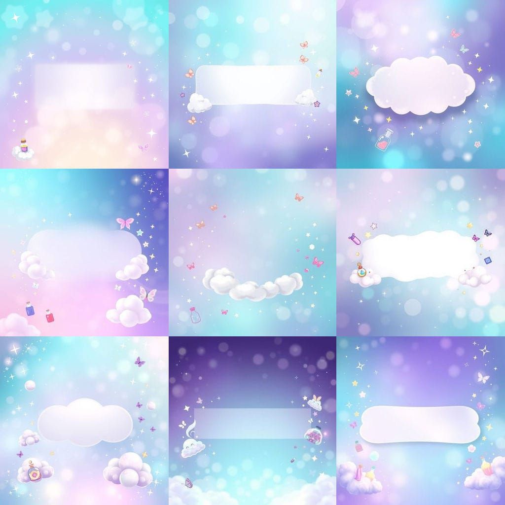Whimsical Cloudscape with Sparkles and Magical Elements
