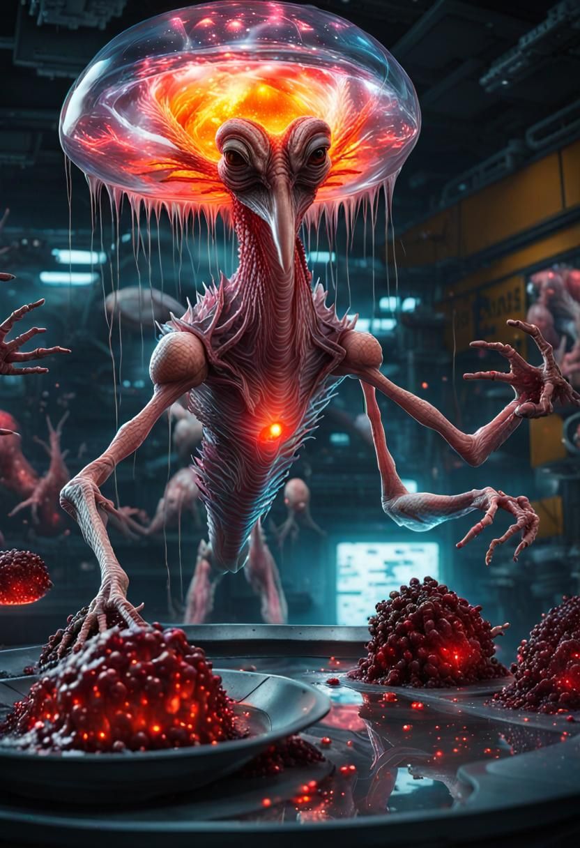 Viscous Alien Invasion: Vivid Sci-Fi Painting