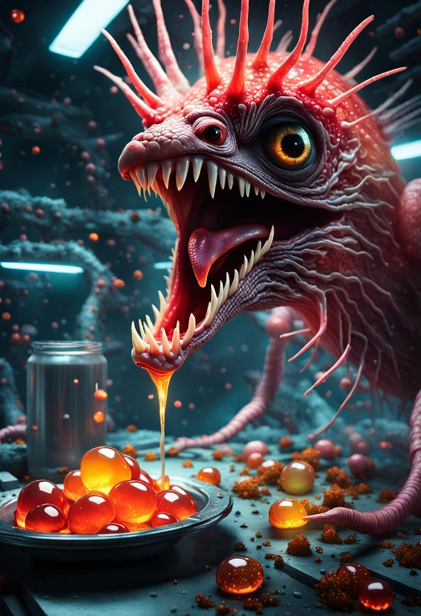 Viscous Alien Invasion: Detailed Sci-Fi Painting