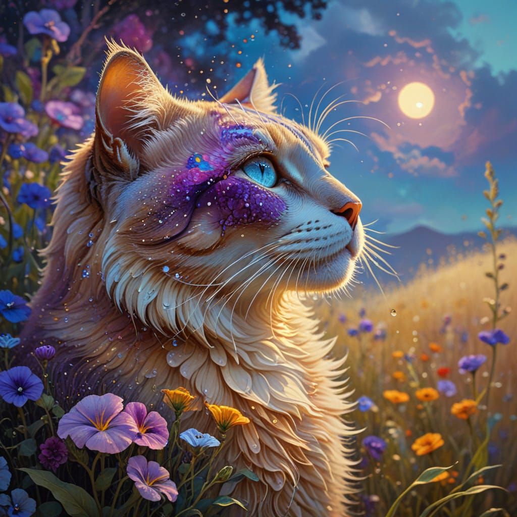 Ethereal Cat in Vibrant Floral Bloom