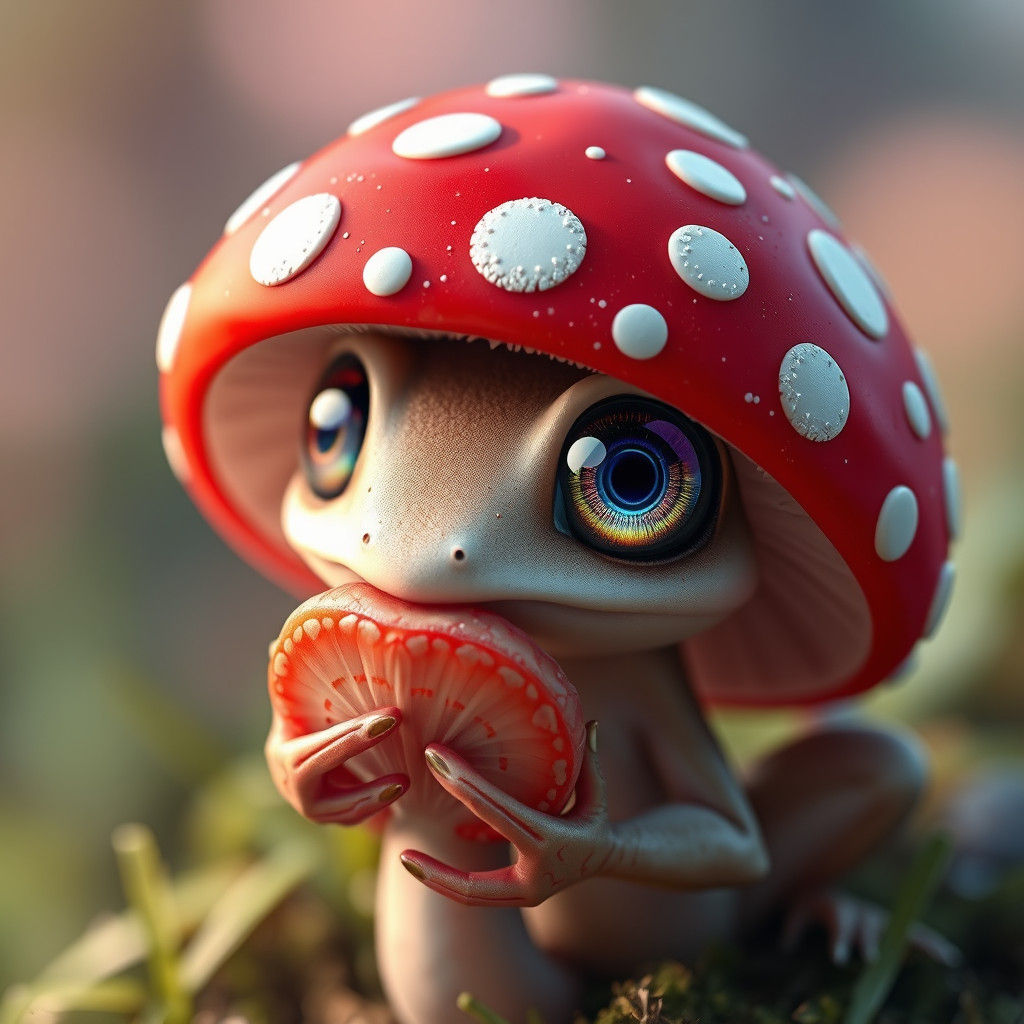 Grenouille Enjoys Mushroom in Genshin Impact Anime Style