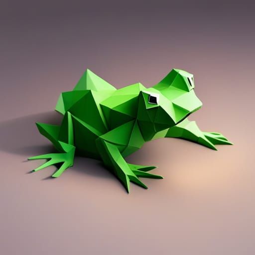 Intricate Origami Frog Paper Sculpture