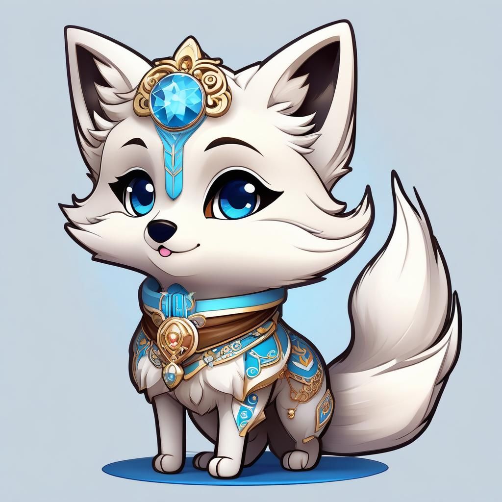 Chibi Kawaii Snow Fox in Anime Style