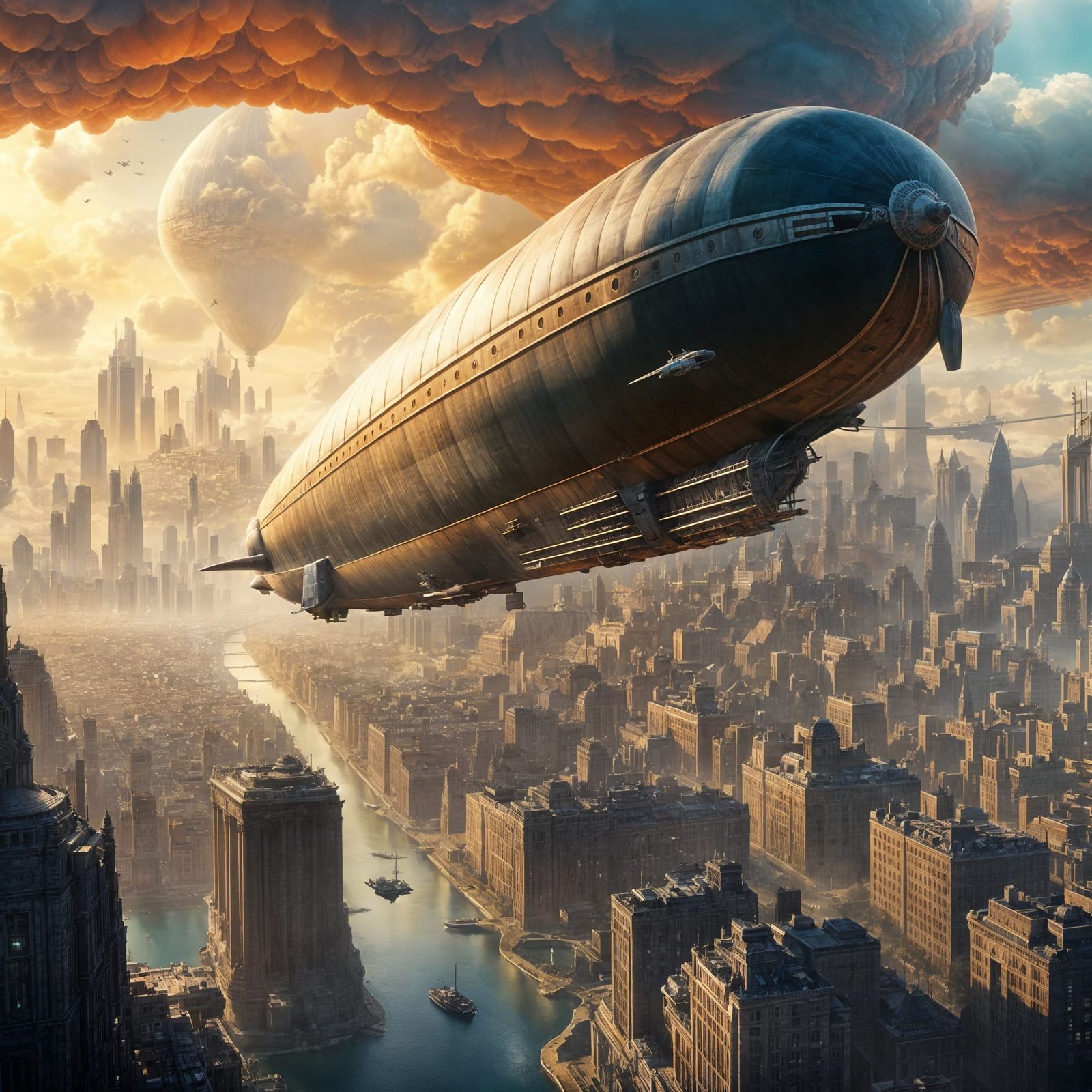 Epic Military Zeppelin in Dramatic Sky