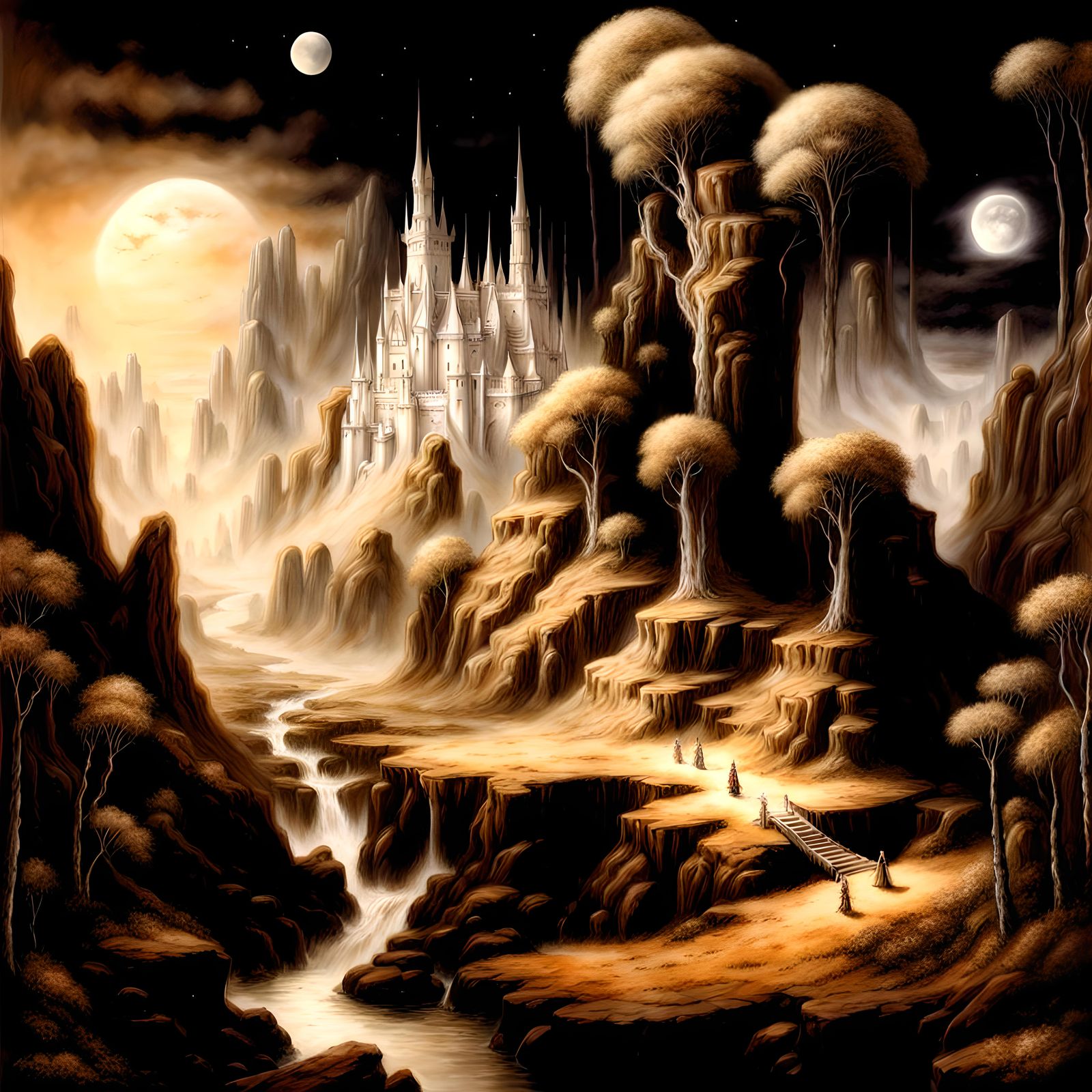 Ultradetailed fantasy landscape, By luis royo