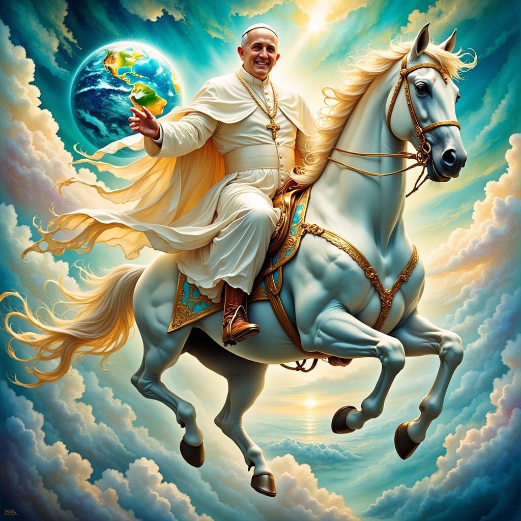 Pope Francis Ascends to the Heavens on a Majestic Arabian Ho...