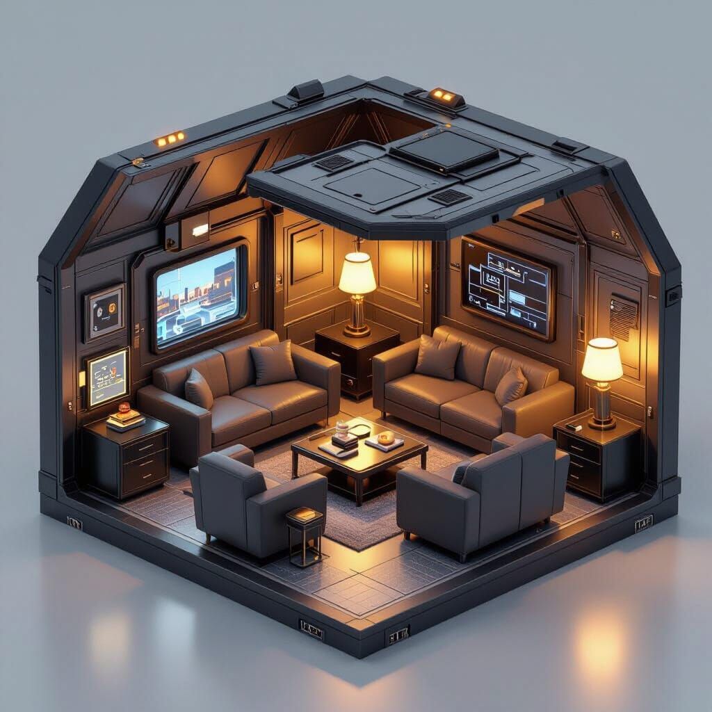 Luxury Bunker Interior 3D Diorama