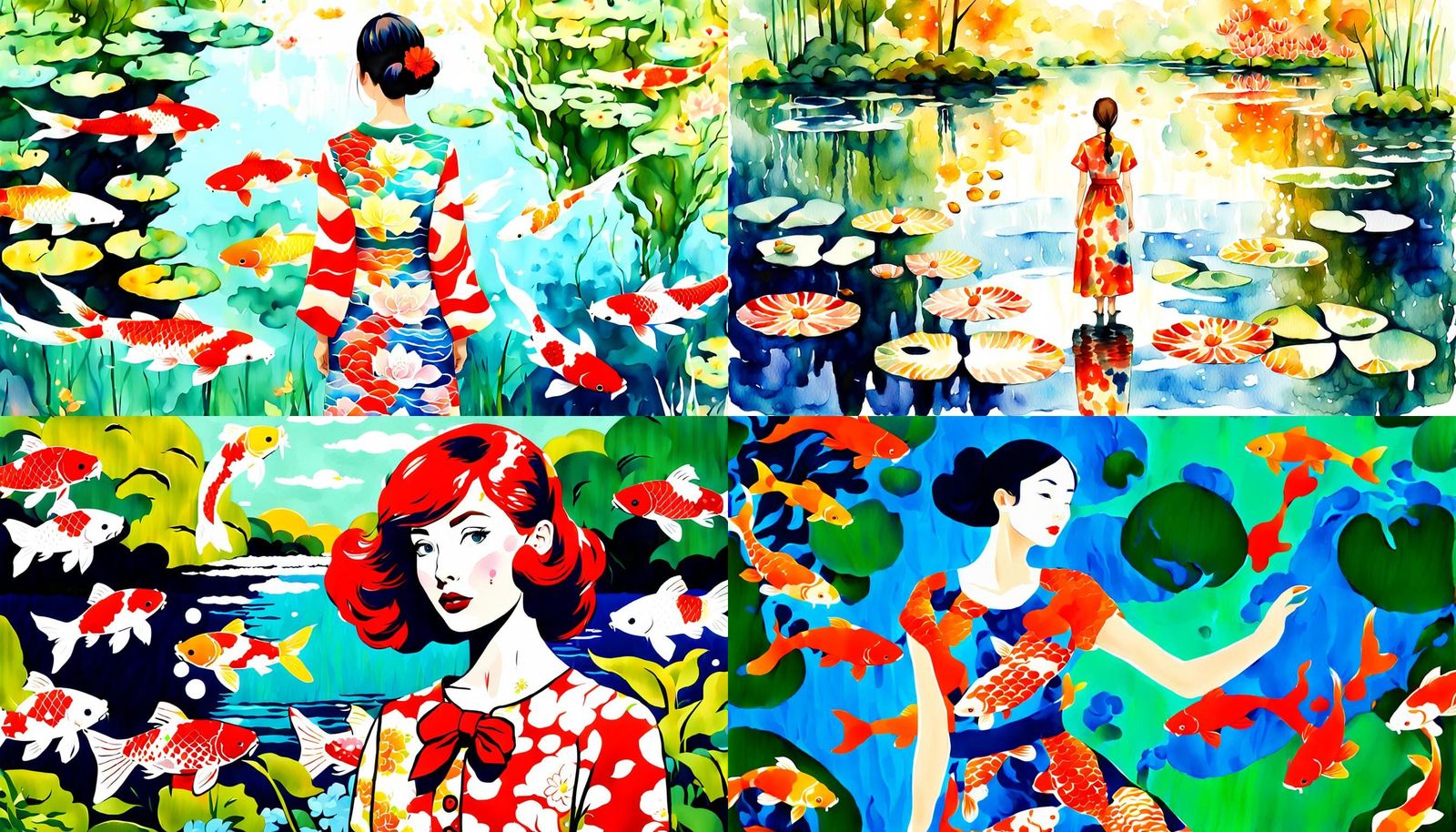 Woman in Koi Carp Dress