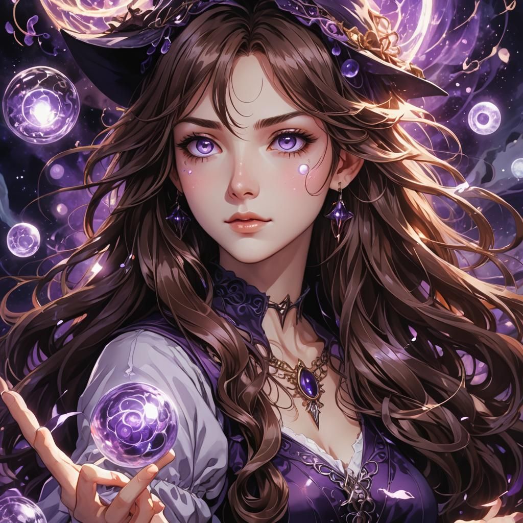 Mystic Witch Portrait in Manga Style