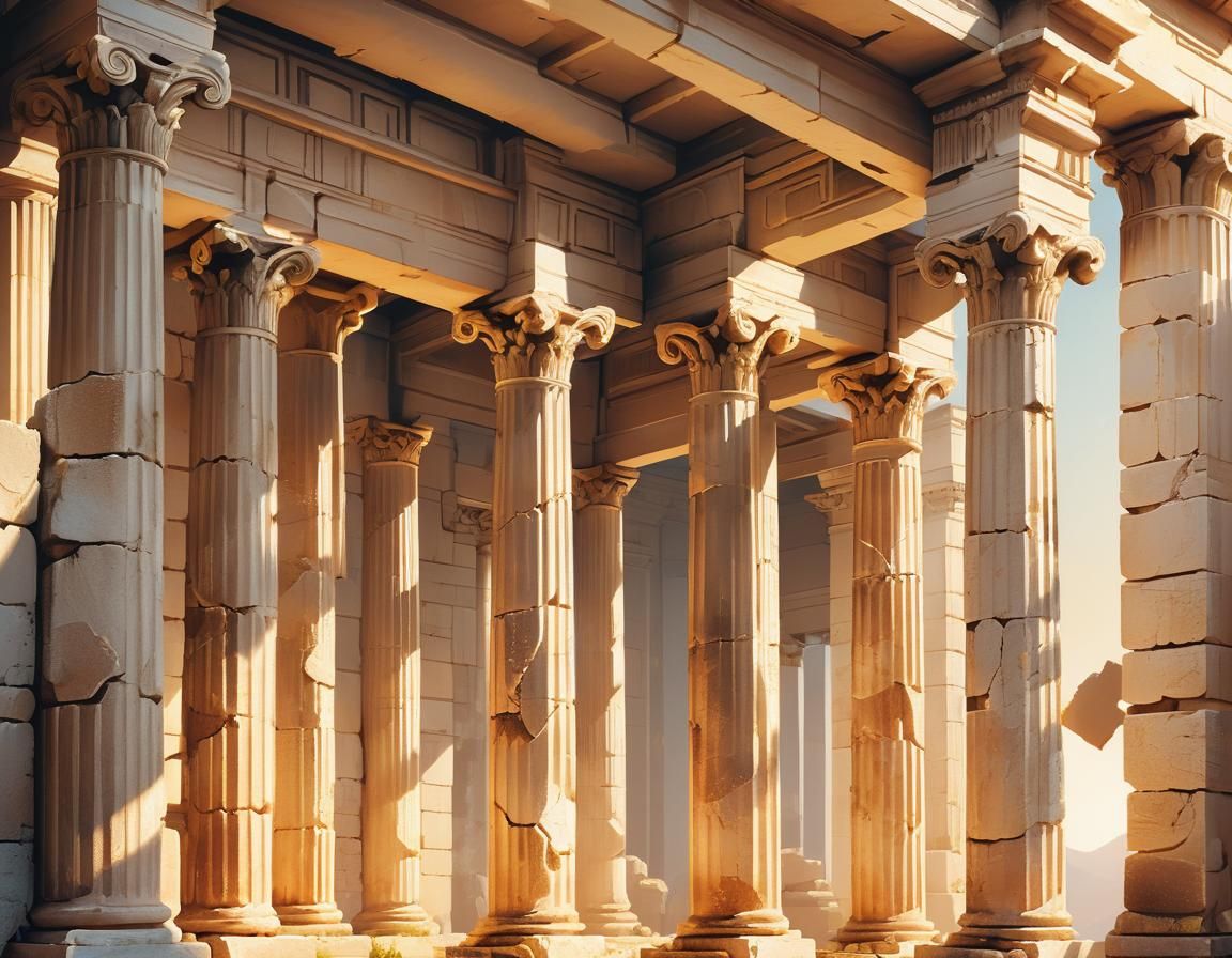 Greek Temple Ruins in Neo-Classical Style