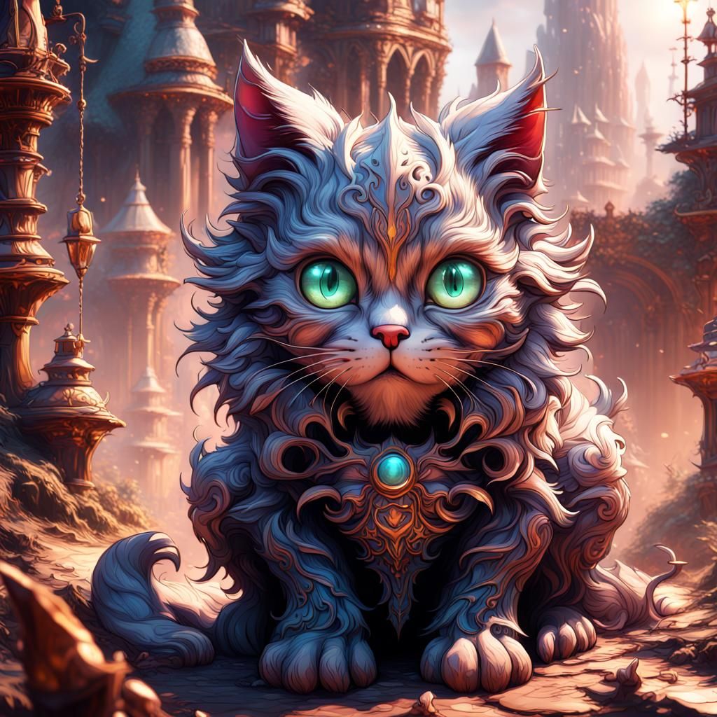 Fantastical Kitty in Detailed Matte Painting