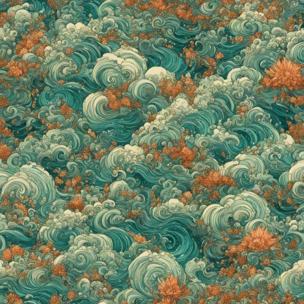 Psychedelic Ocean Tsunami in Hyperreal Style