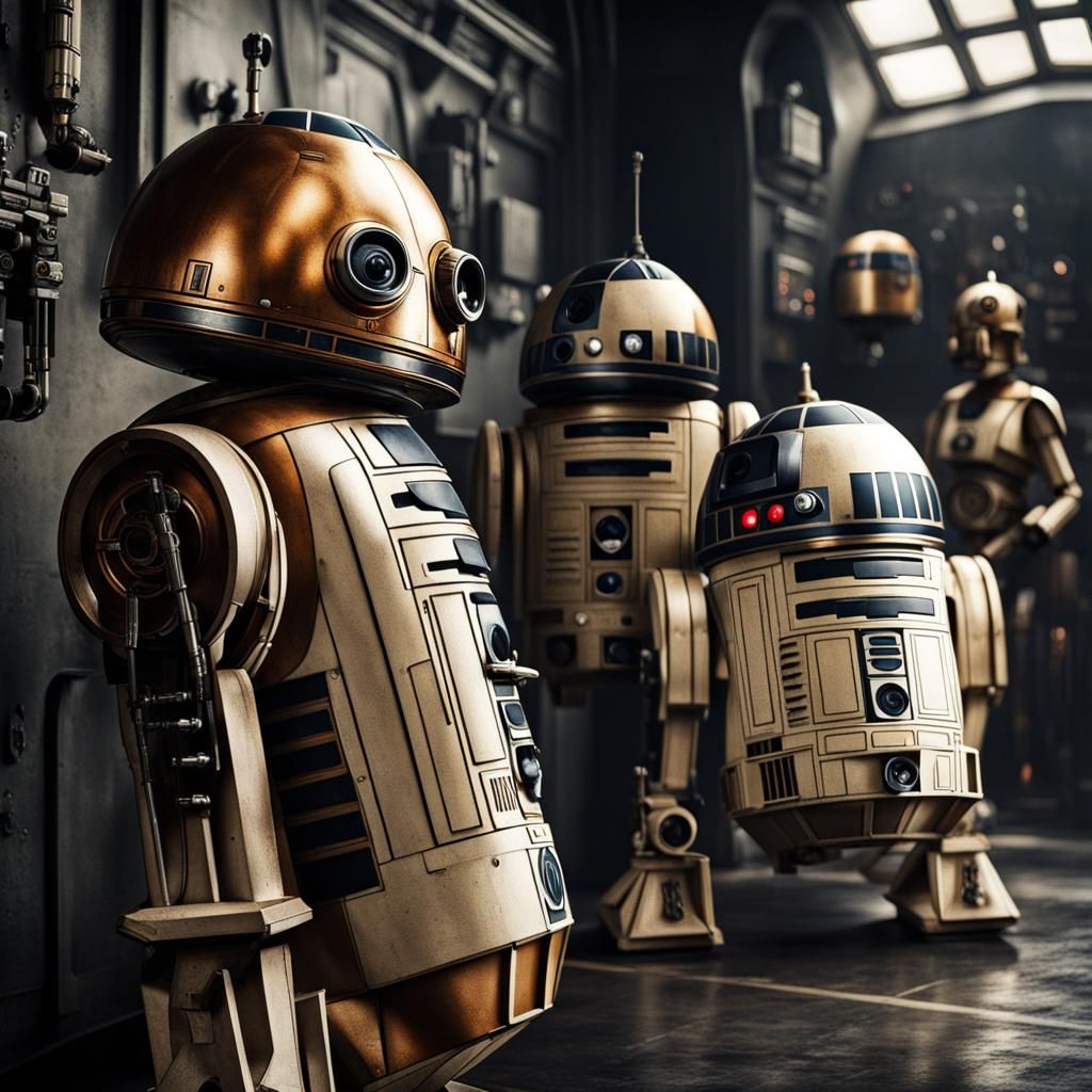 Hyperrealistic Star Wars Droids in Cinematic Style