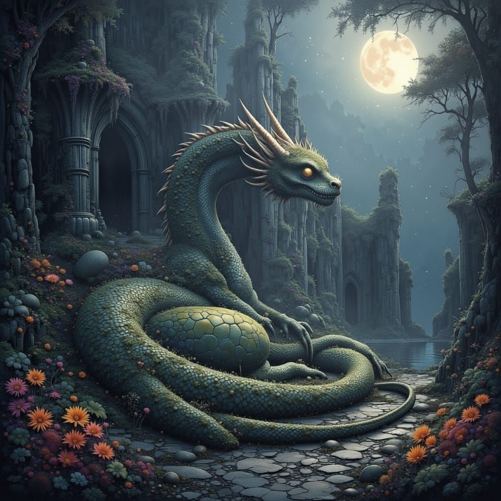 Guardian Beneath the Gothic Moon