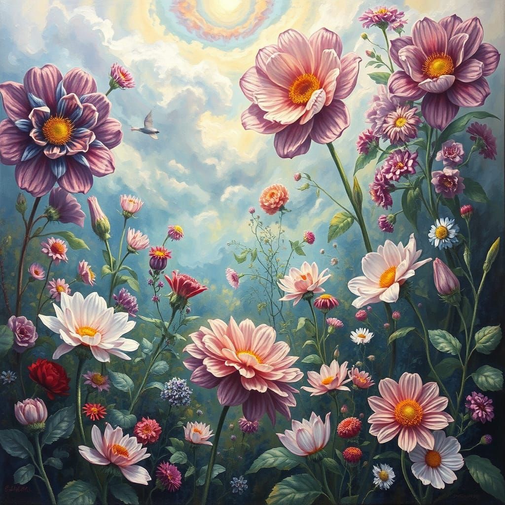 Surreal Floral Dream Oil Painting