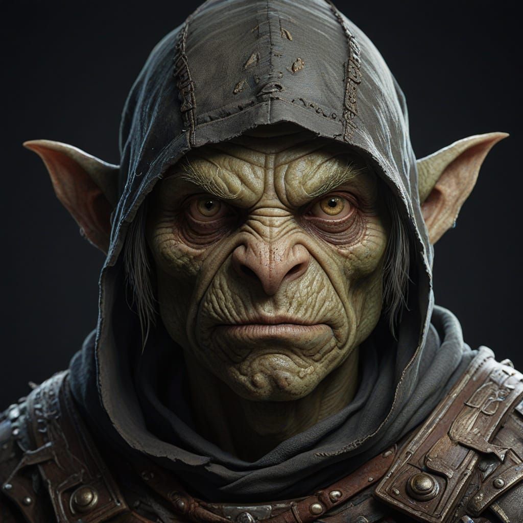 Goblin Warrior Portrait in Triadic Colors