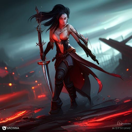 Katana: Dark Fantasy Art Nouveau in 8k