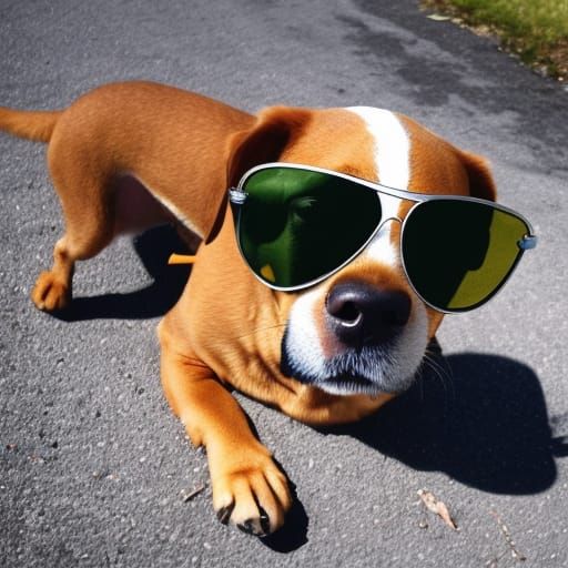 Cool Dog in Sunglasses Enjoying the Sun