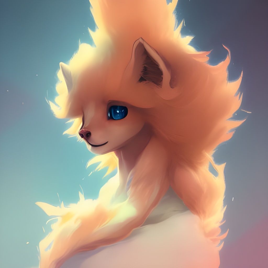 Detailed Werefox Portrait in Triadic Colors