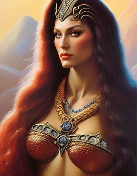 Fantasy Woman Portrait in Ethereal Forest, Oil Painting