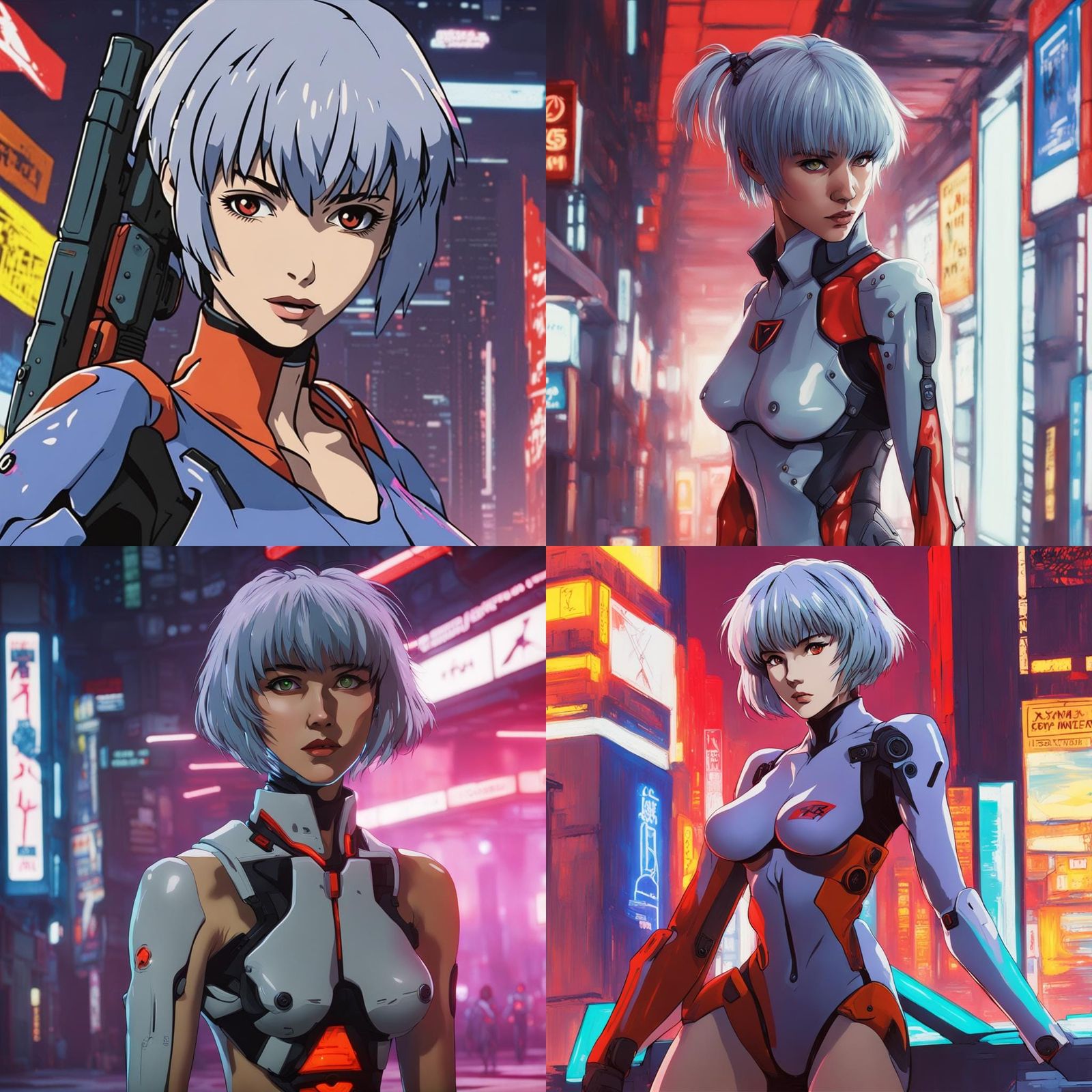 Rei Ayanami in Cyberpunk 2099 Neon Style