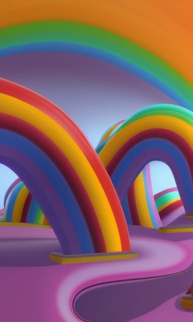 Surreal Candyland Wonderland with Gouache Rainbows