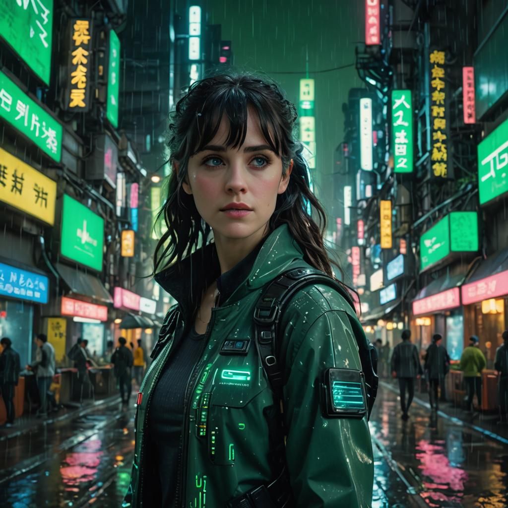 Medium shot of a female sci-fi anime protagonist Zooey_Desch...