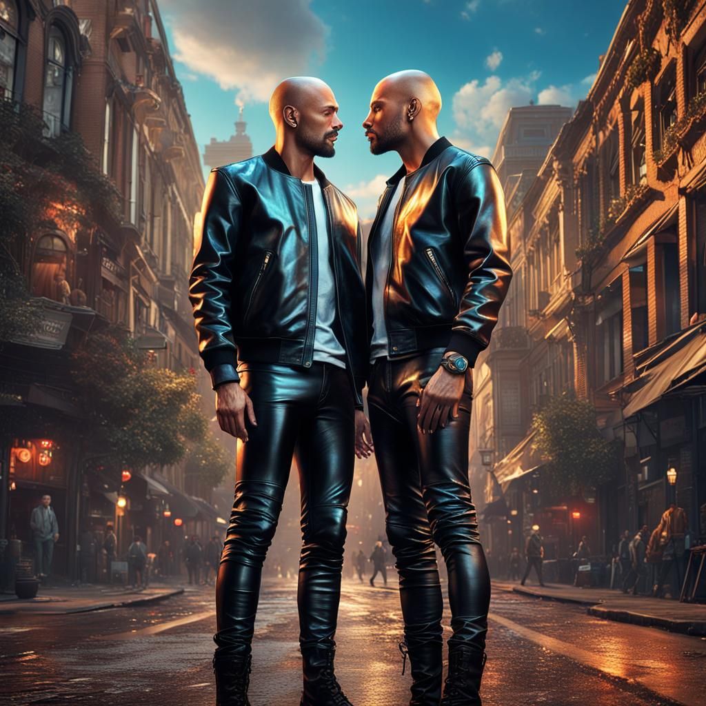 Passsionate Kiss in a Cyberpunk Cityscape