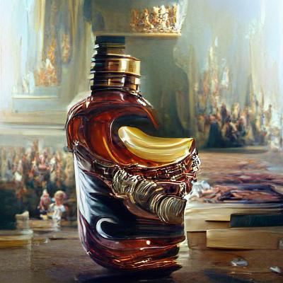 Baroque Royal Rum Bottle in Oil Painting Style
