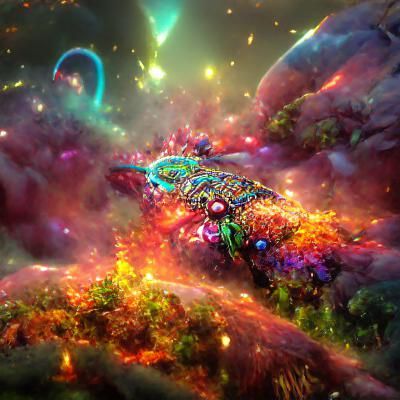Spaceship Journey Through Psychedelic Nebula Galaxy