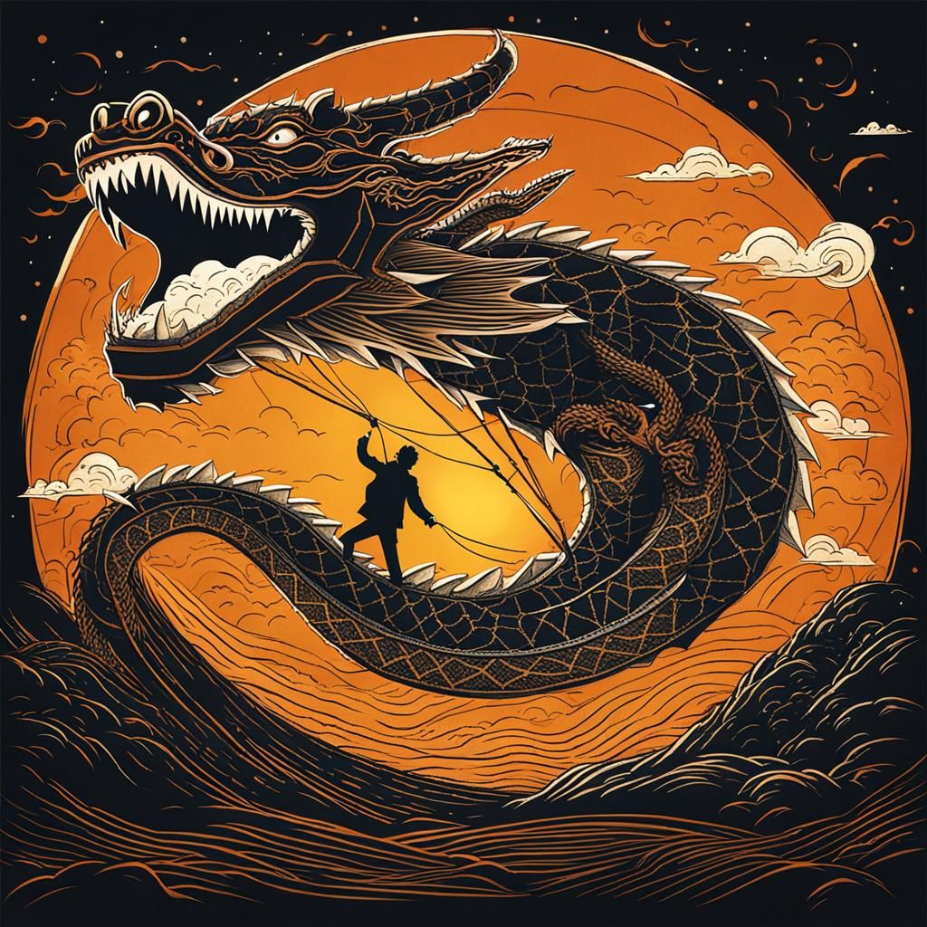 Dragon Kite in Flight