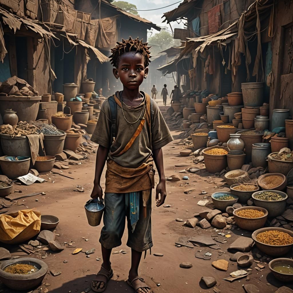 African Boy's Mirrored Dream: A Vision of Future Success