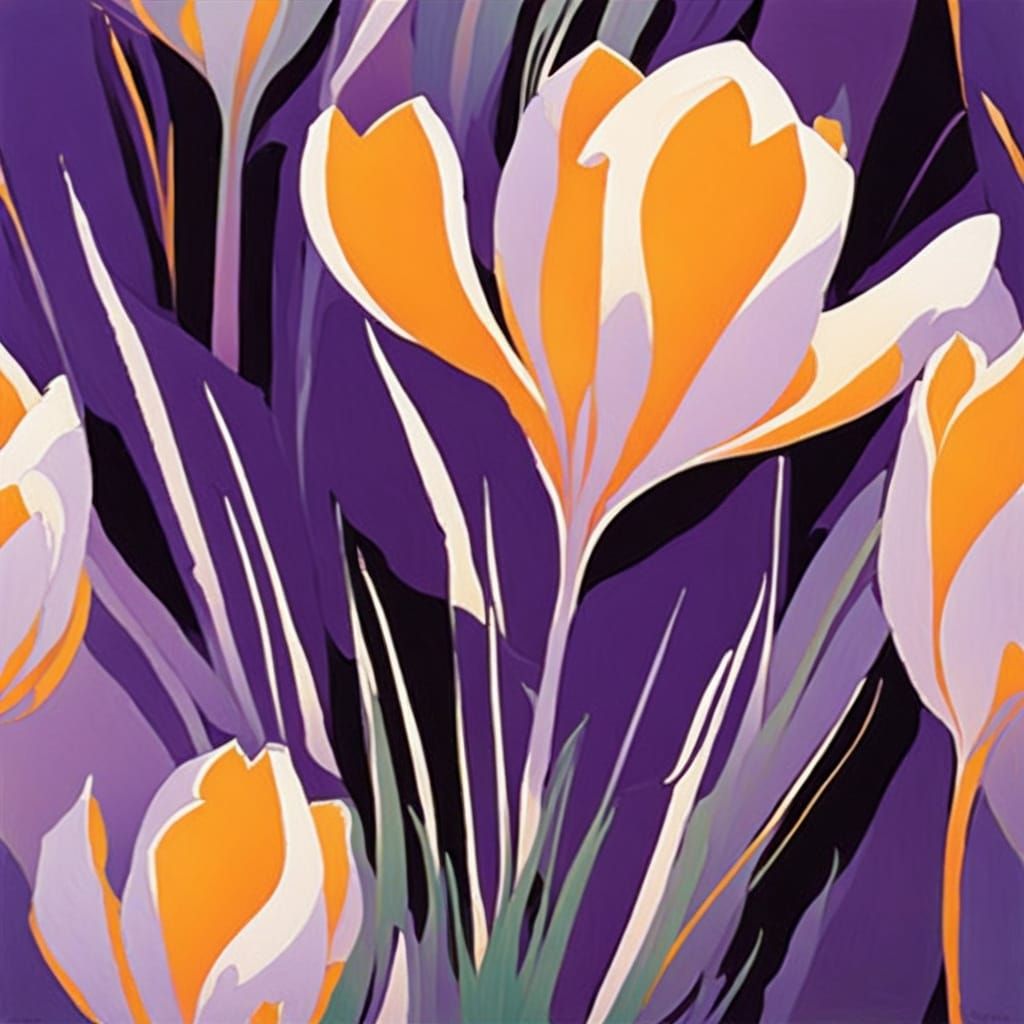 Purple Crocus Blooms in Isolation