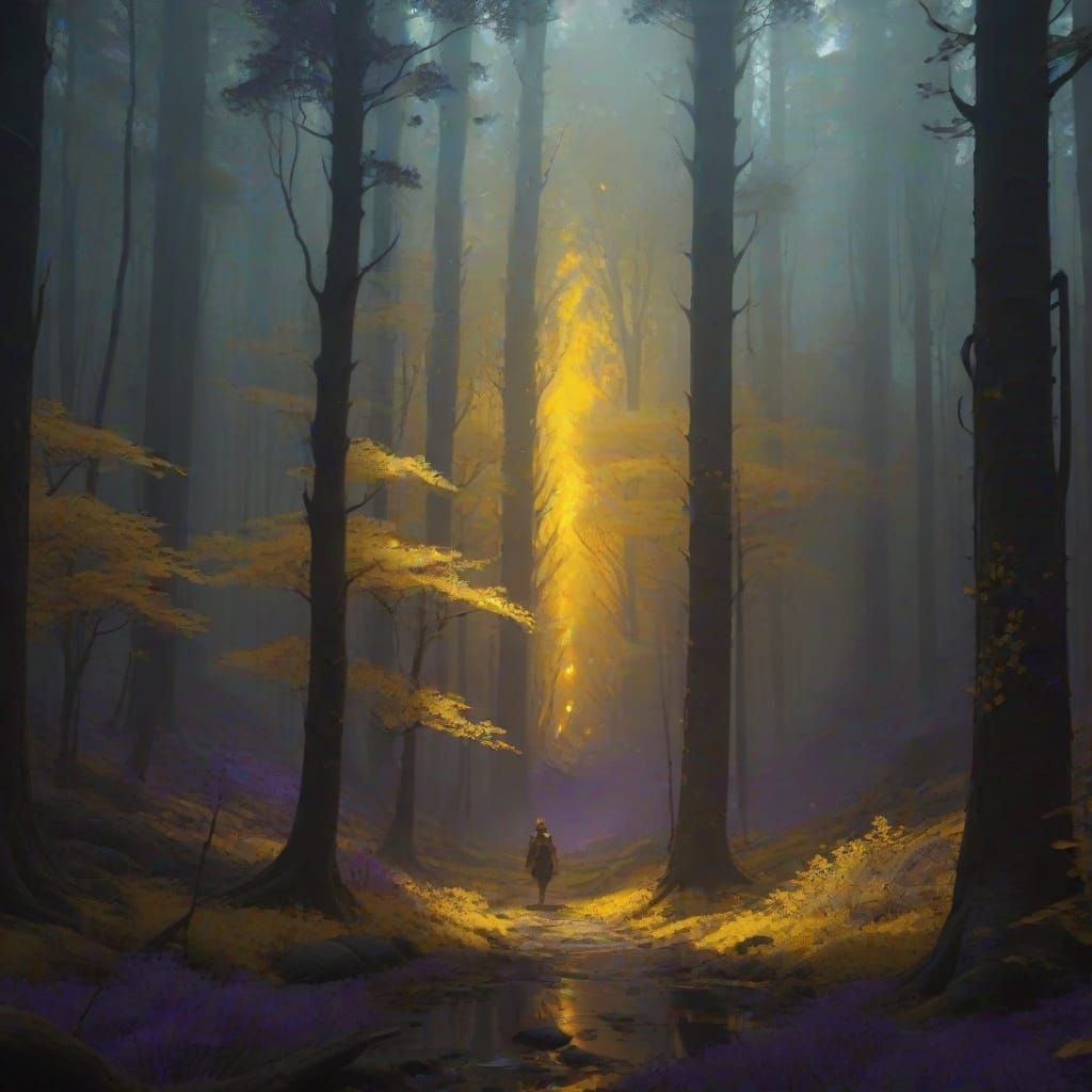 Hyperdetailed Yellow Forest in Dark Fantasy Style