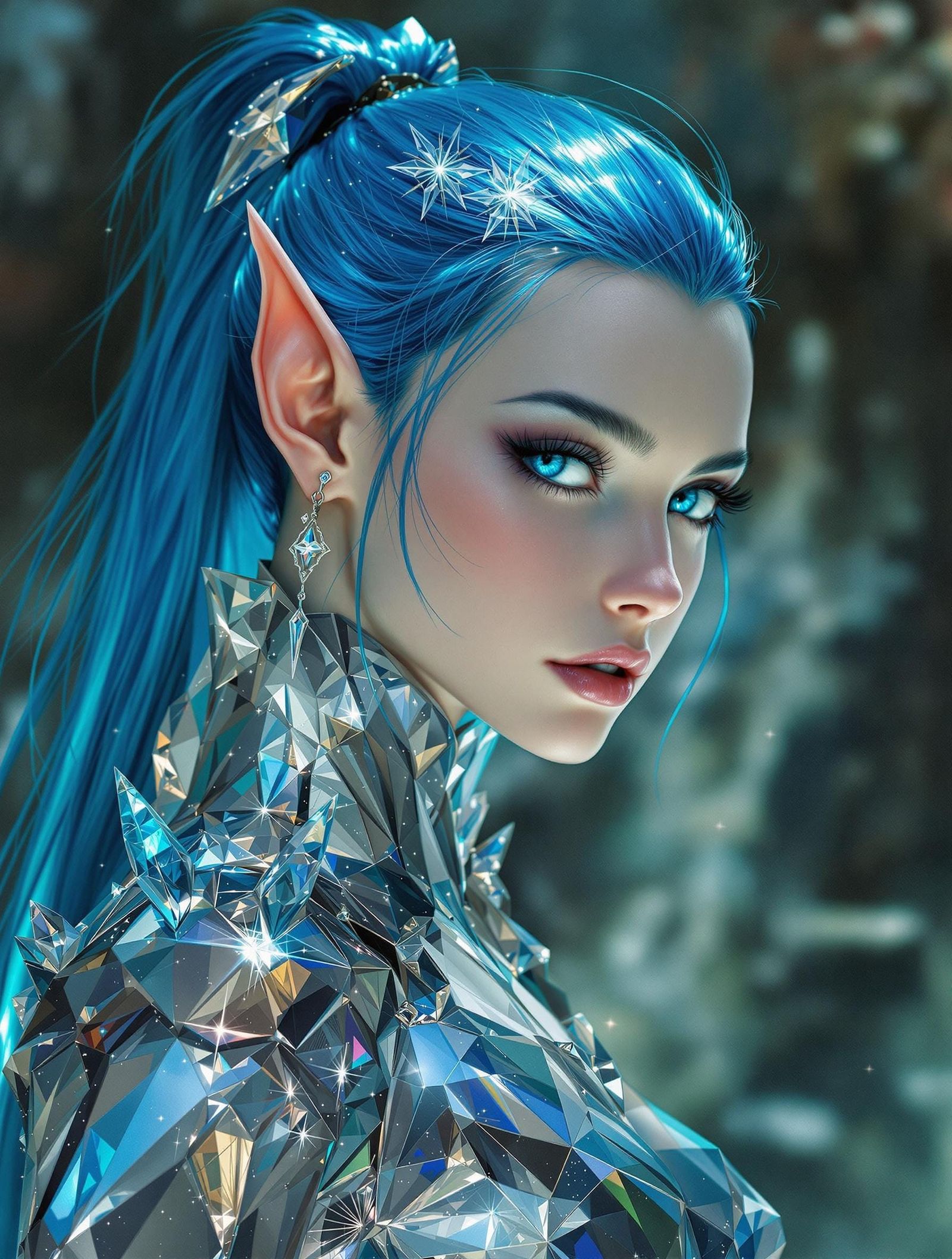 Dainty Crystal Armor Wearing Elf Maiden