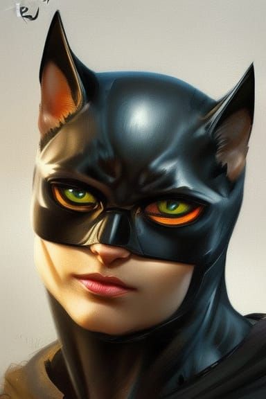 Catwoman Portrait in Art Nouveau Style