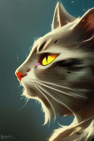 Cat Batman Portrait in Hyperdetailed Digital Art Style