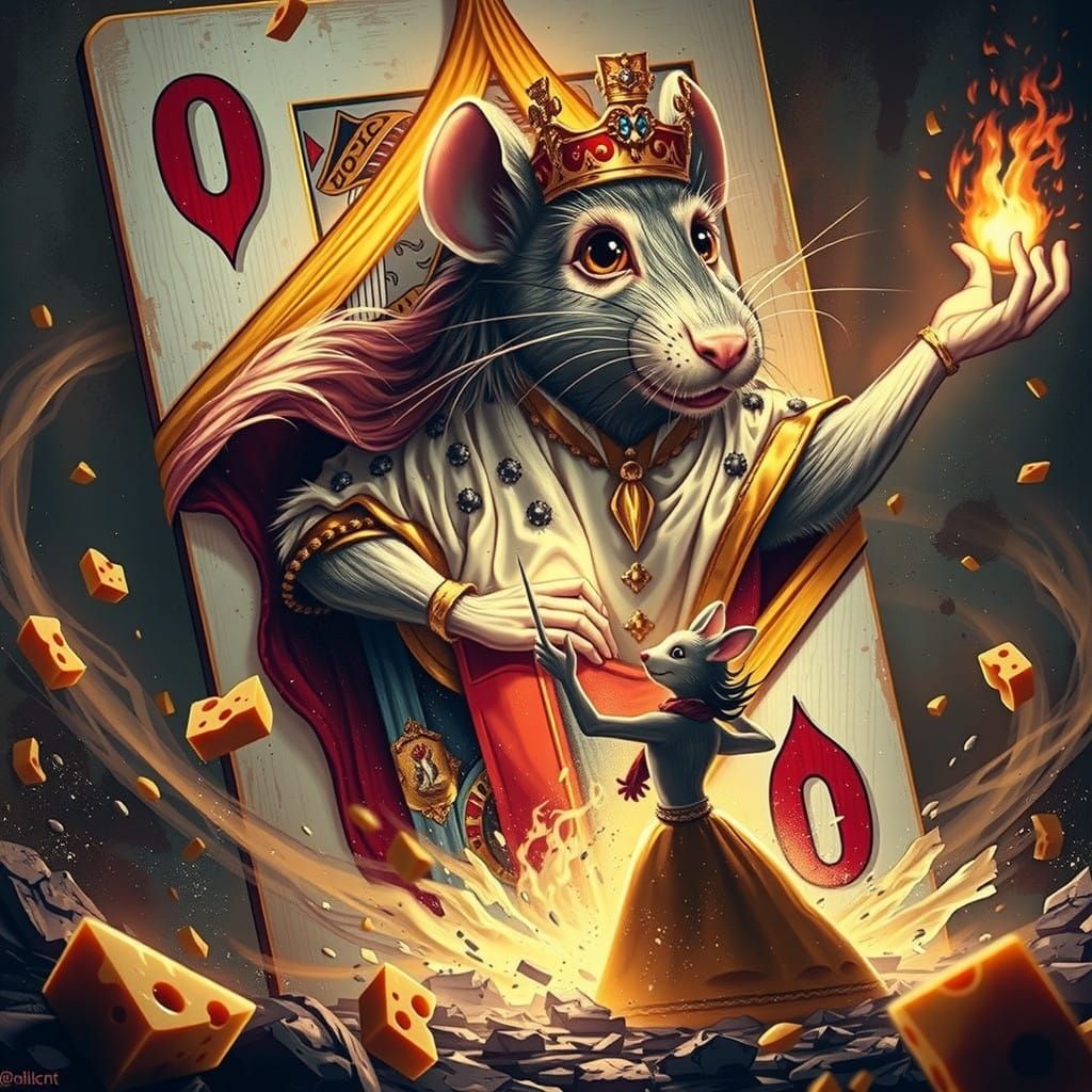 Royal Mouse and Brave Cheese in Maximalist Matte Painting