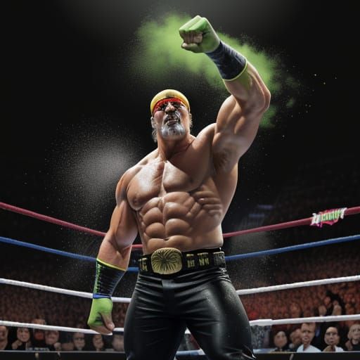 Hulk Hogan Celebrates Victory in Hyperrealistic Digital Art