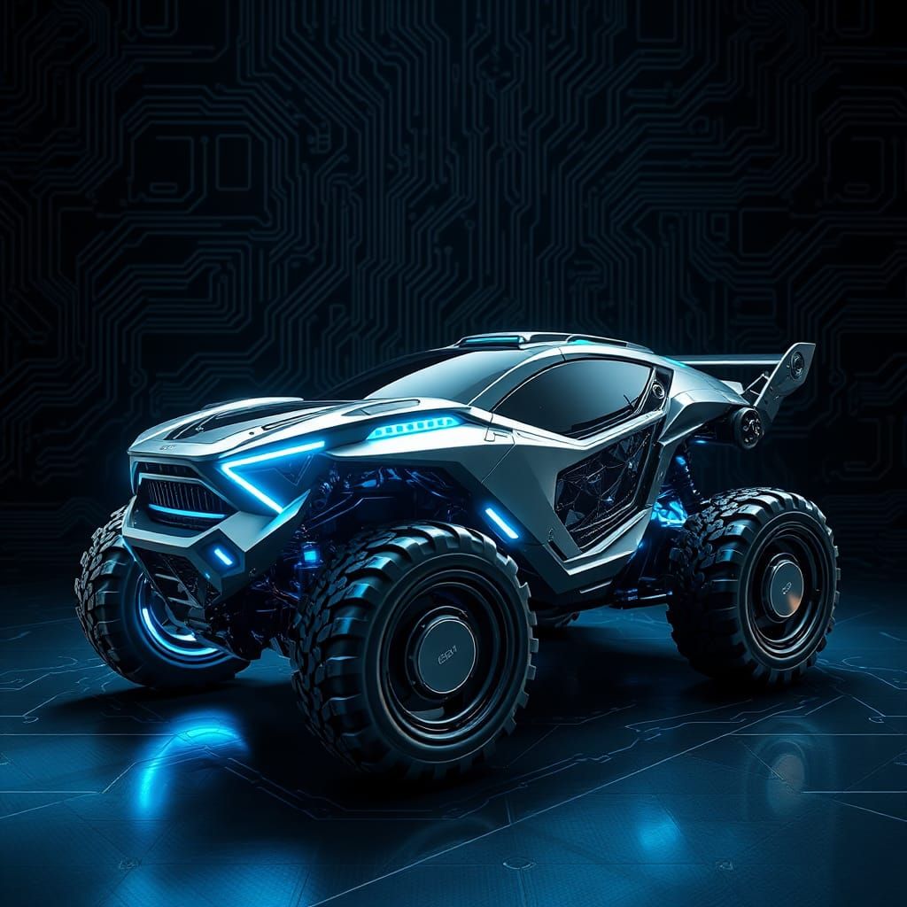 Futuristic Robot Car with Electric Blue Accents