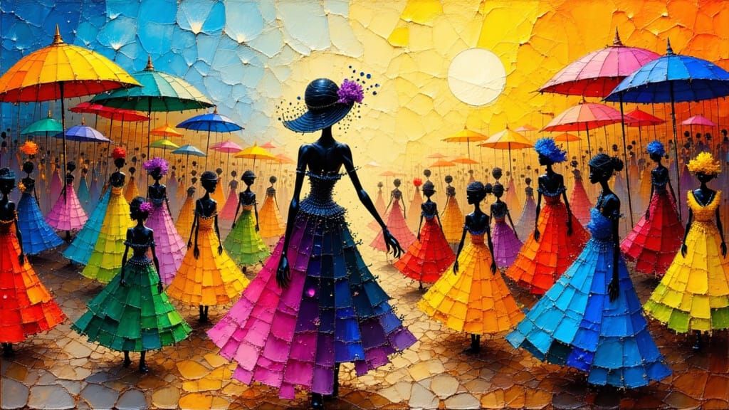 Vibrant Festival Scene in Neo-Impressionist Style