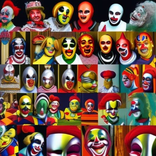 Psychedelic Clowns and Jesters in Oil on Canvas