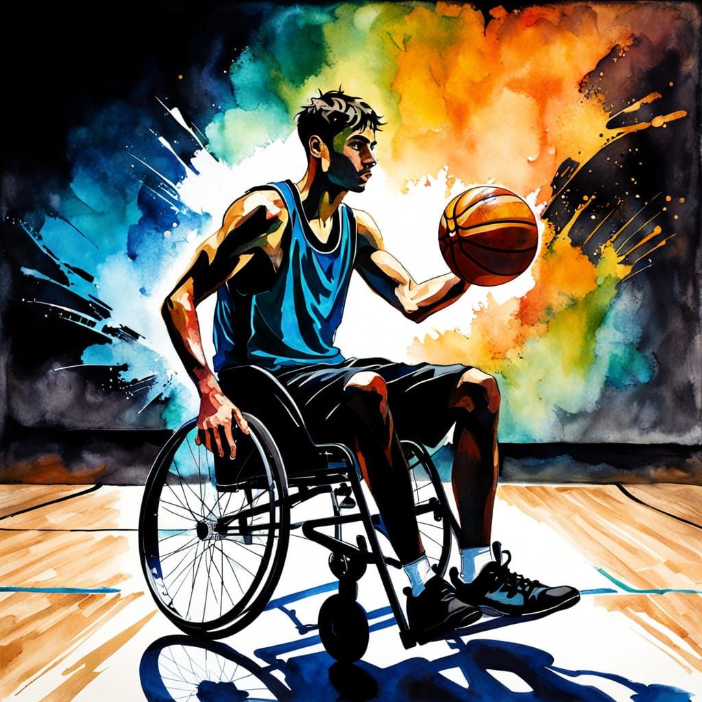 A Young Athlete's Duality in Vibrant Alcohol Ink