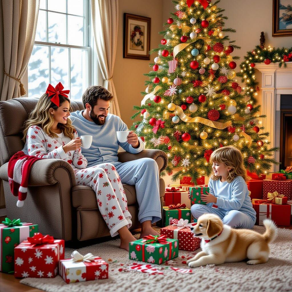 Cozy Christmas Morning with Exhausted Parents, Comic Book St...